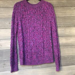 Gap Purple Marled Cable Knit Sweater Small Tall ST